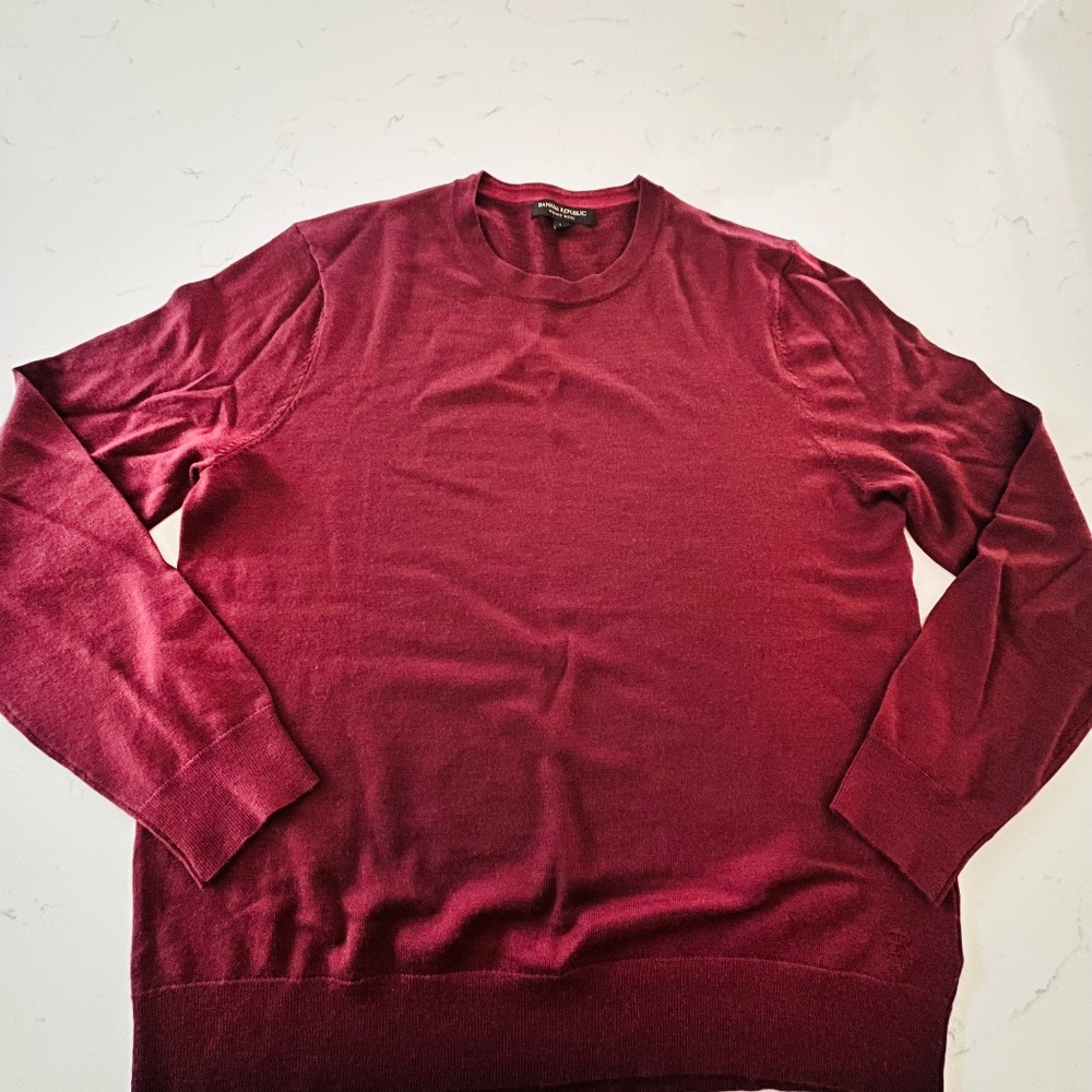 Merino wool sweater men  L burgundy